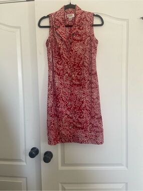 Talbots Red and White Sleeveless Floral Shift Dress